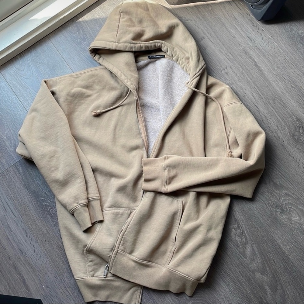 Brandy Melville Tan Zip Up Sweater